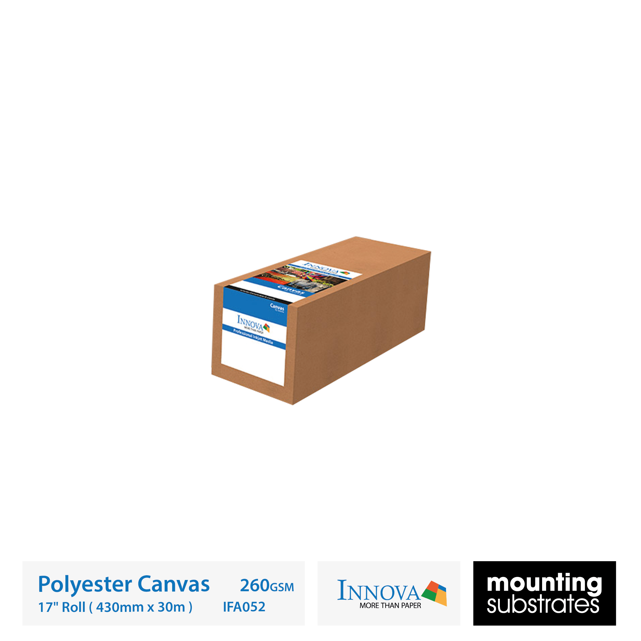 17 inch roll of Exhibition Matte Polyester Canvas 260gsm - Lightweight bright white canvas for fine art prints