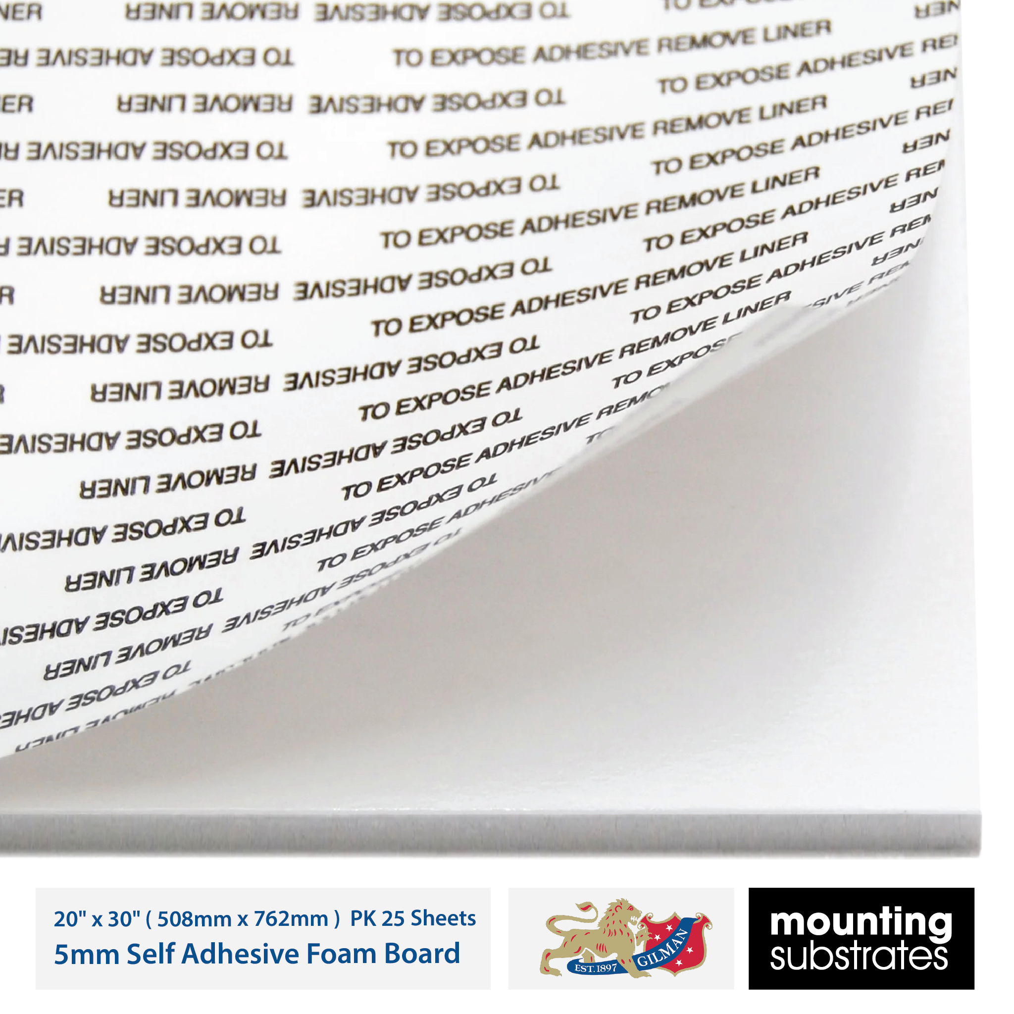 Image of 5mm Self-Adhesive Foam Board InSite Reveal in 20x30 inches (508mm x 762mm), perfect for various mounting applications