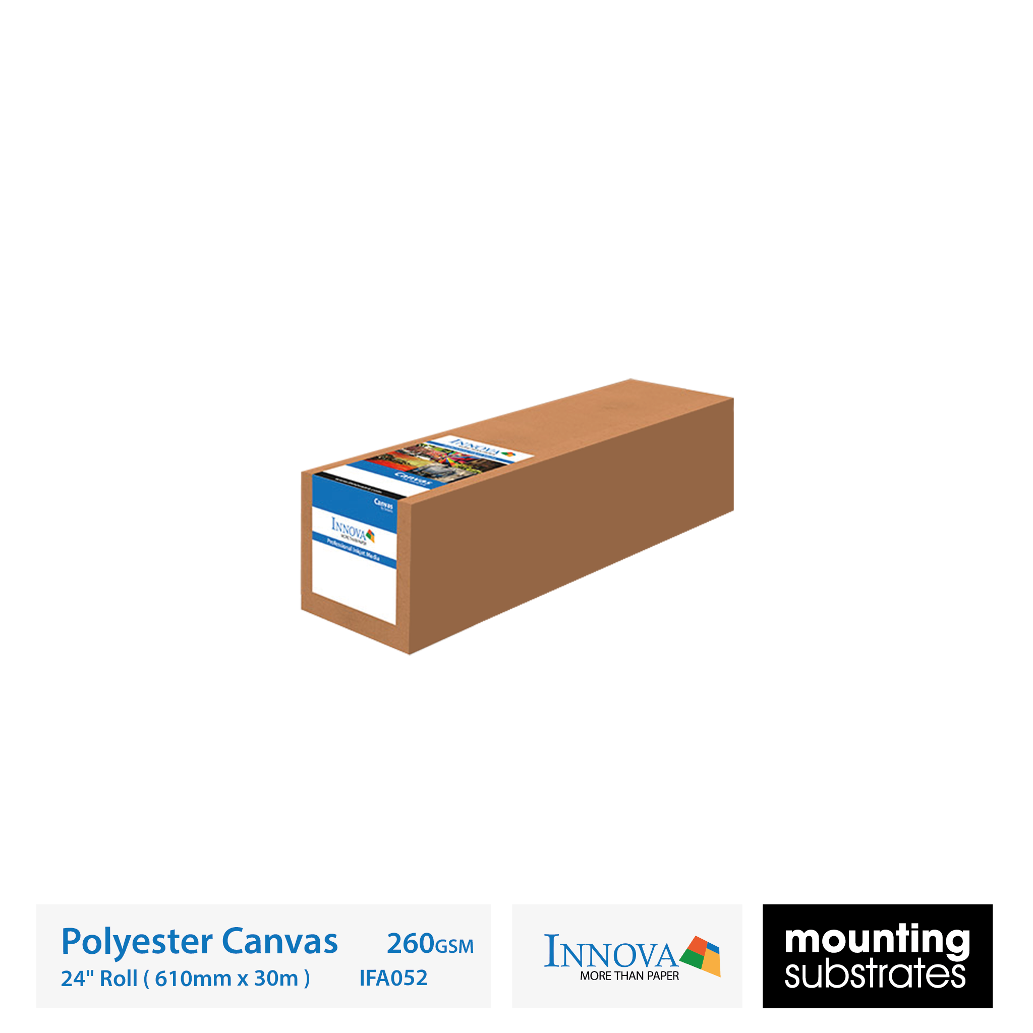 24 inch roll of Exhibition Matte Polyester Canvas 260gsm - Smooth matte finish, perfect for high-detail photographic prints