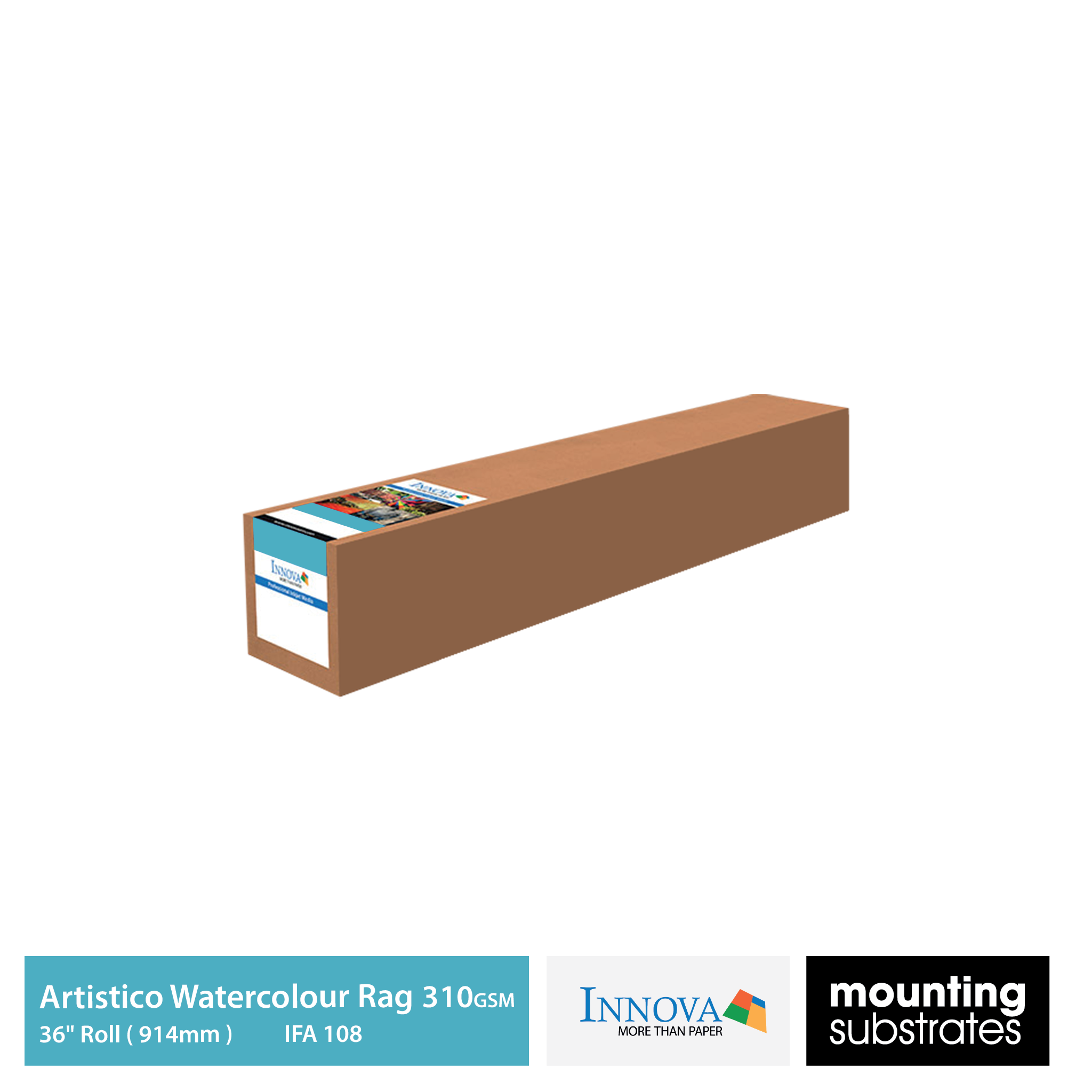 36" Roll Fabriano Artistico Watercolour Rag 310gsm, premium textured matte paper for gallery-quality fine art and photographic prints.