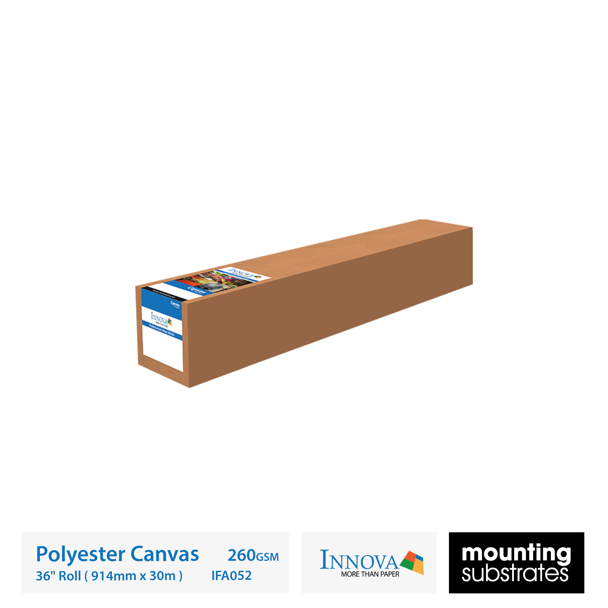 36 inch roll of Exhibition Matte Polyester Canvas 260gsm - Ideal for gallery wraps and stretched canvas displays