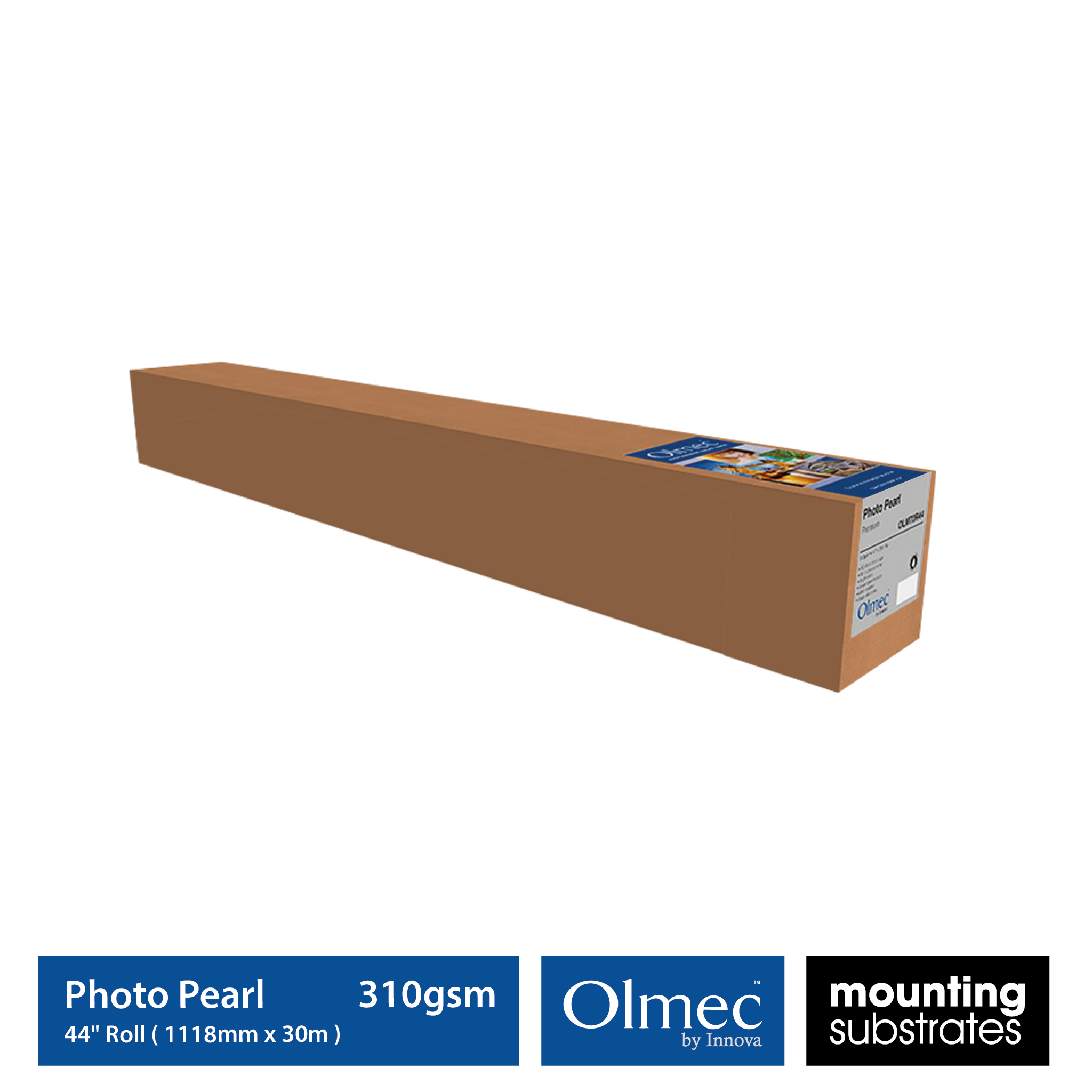 44-inch roll of Olmec 310gsm Photo Pearl Premium Inkjet Paper, 25m long - OLM-070-R1118-025