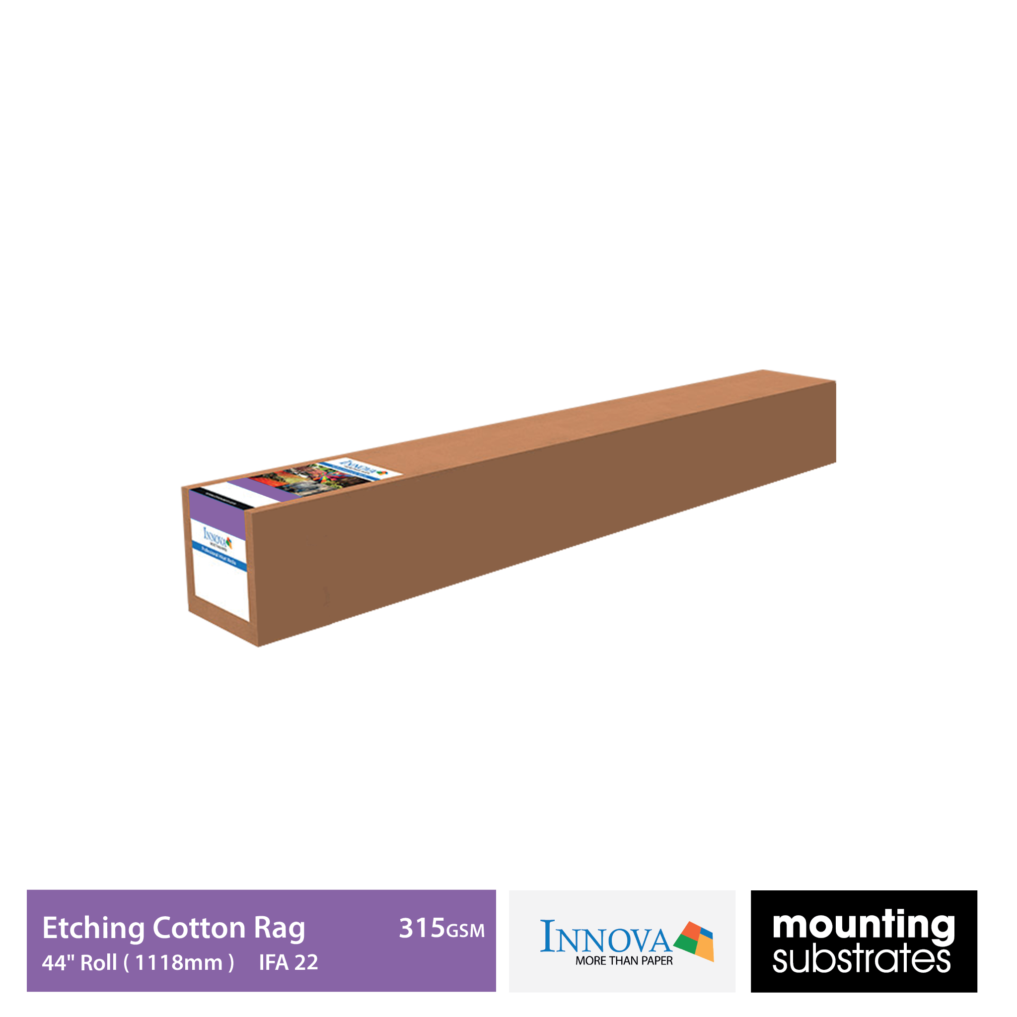 44-inch roll of Innova Editions Etching Cotton Rag 315gsm fine art paper, suitable for museum-grade fine art prints and high-resolution photography.