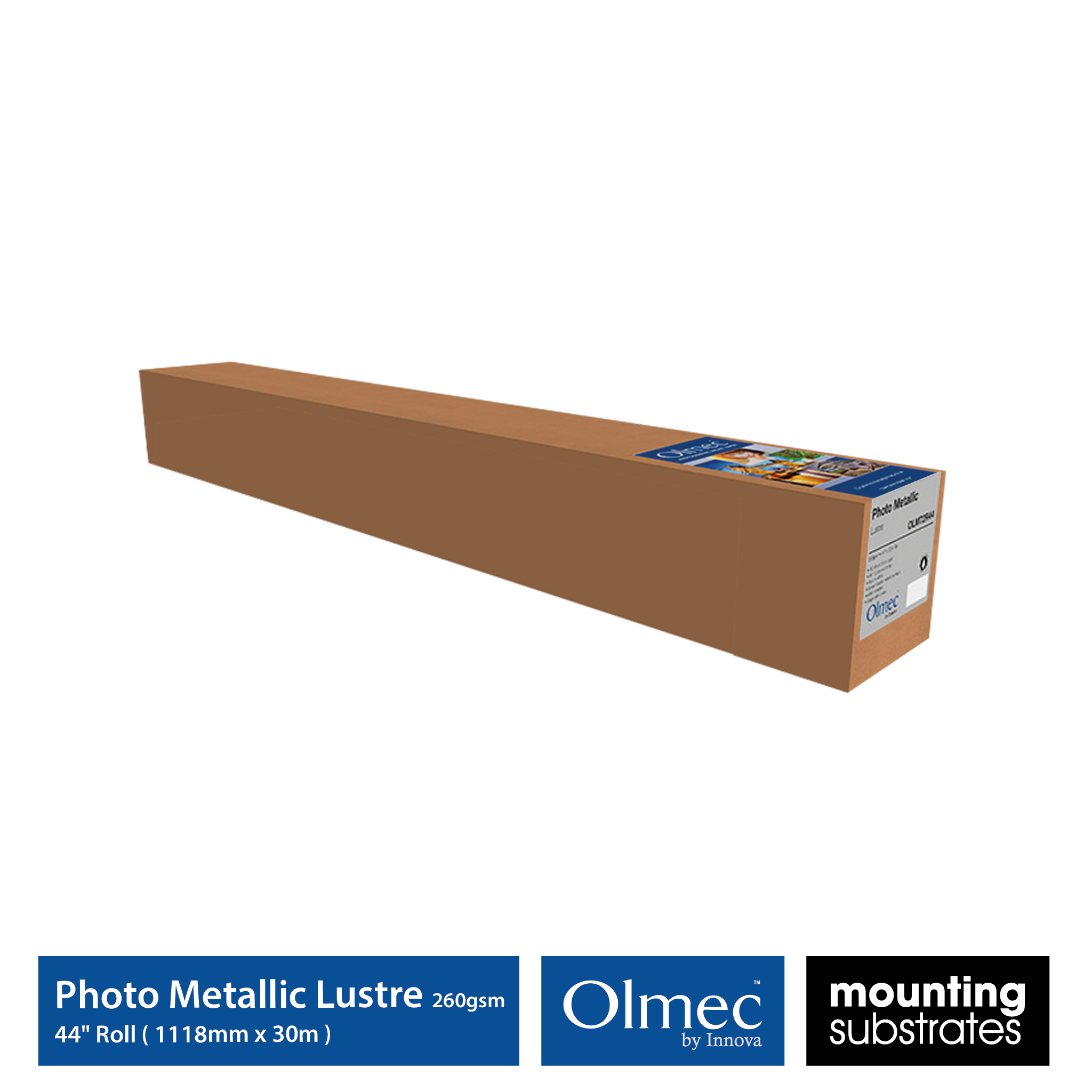 44 inch roll of Olmec 260gsm Photo Metallic Lustre Inkjet Paper, delivering professional results for large-scale prints
