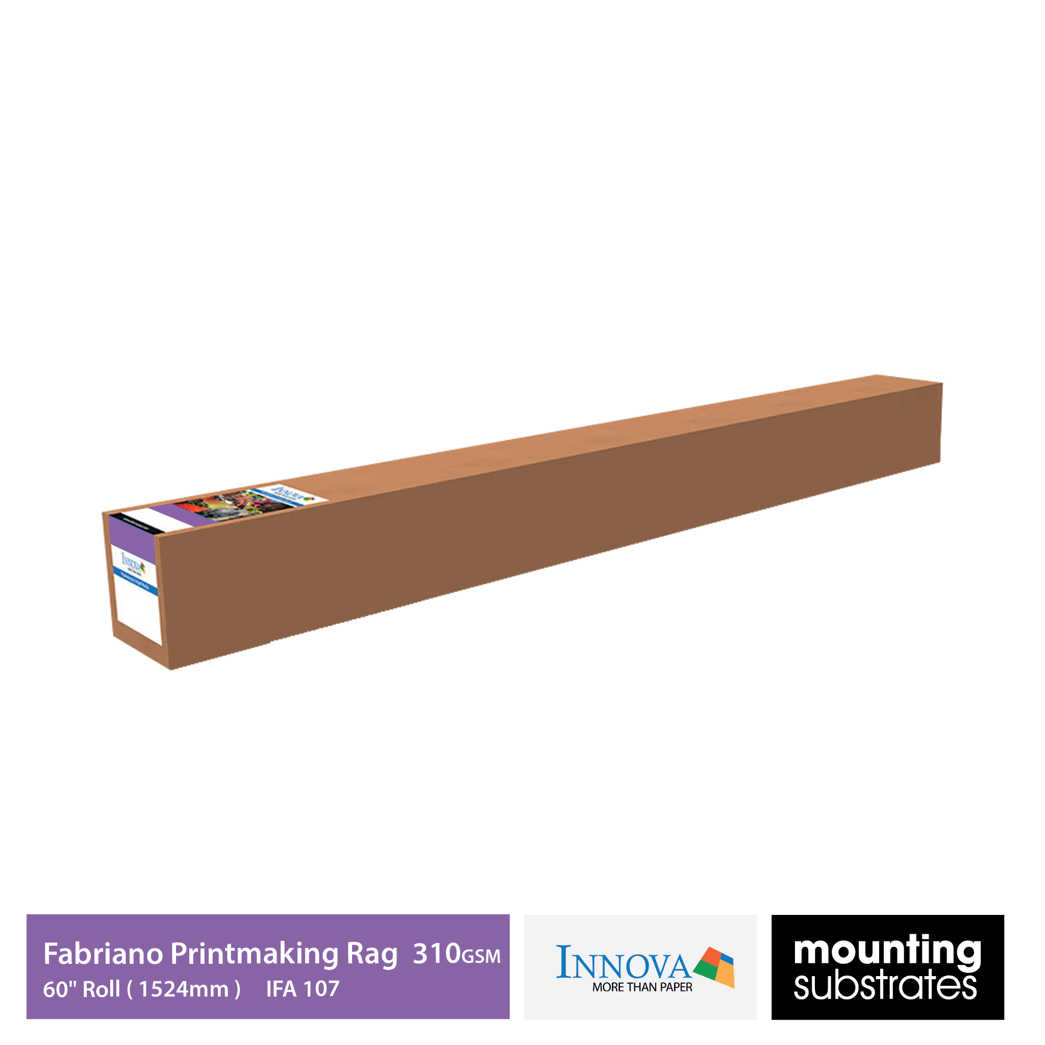 Large-format 60-inch roll of Innova Editions® Fabriano Printmaking Rag 310gsm fine art paper, perfect for professional photographic reproductions - IFA7
