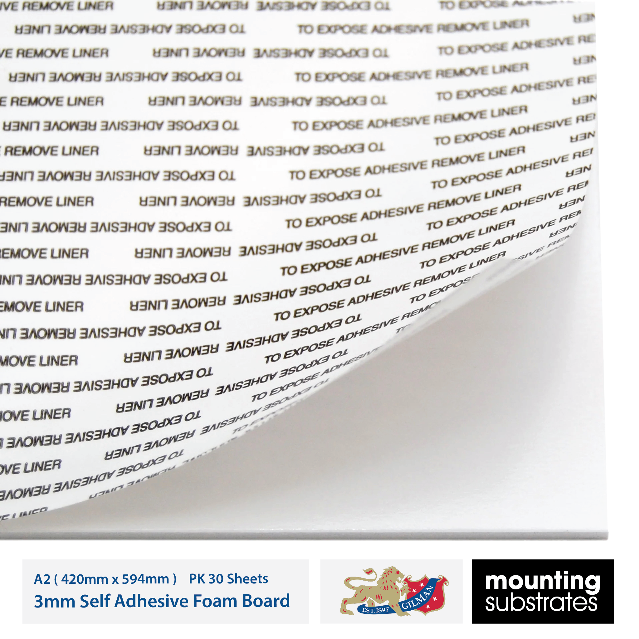 Image of a sheet of A2 (420mm x 594mm) 3mm self-adhesive foam boards InSite Reveal, suitable for posters and large prints