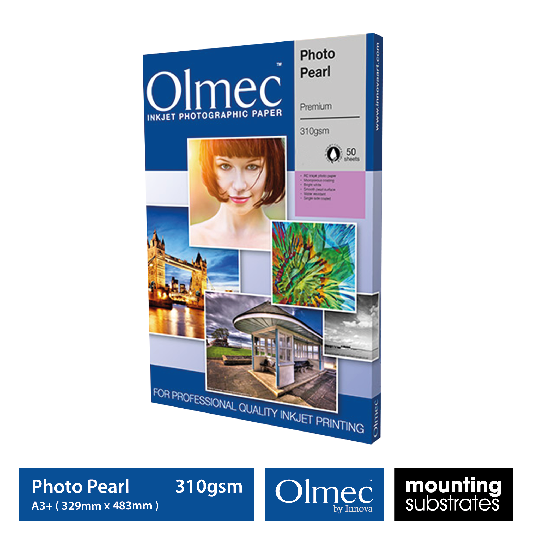 A3+ size Olmec 310gsm Photo Pearl Premium Inkjet Paper, 50 sheets in a box - OLM-070-S0329-050