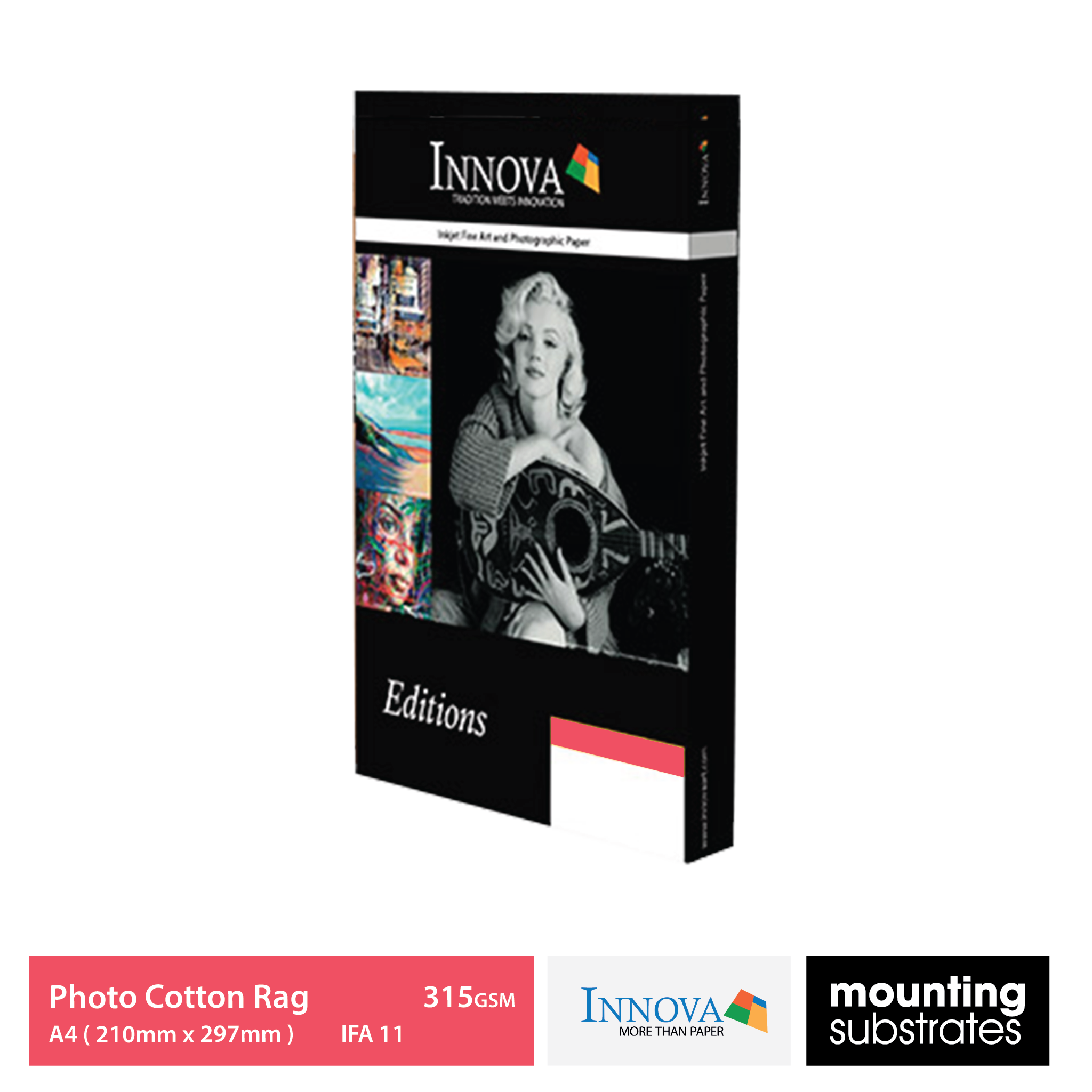 A4 box of Innova 315gsm Photo Cotton Rag Paper - archival-quality, ultra-smooth matte finish for fine art and photographic prints.