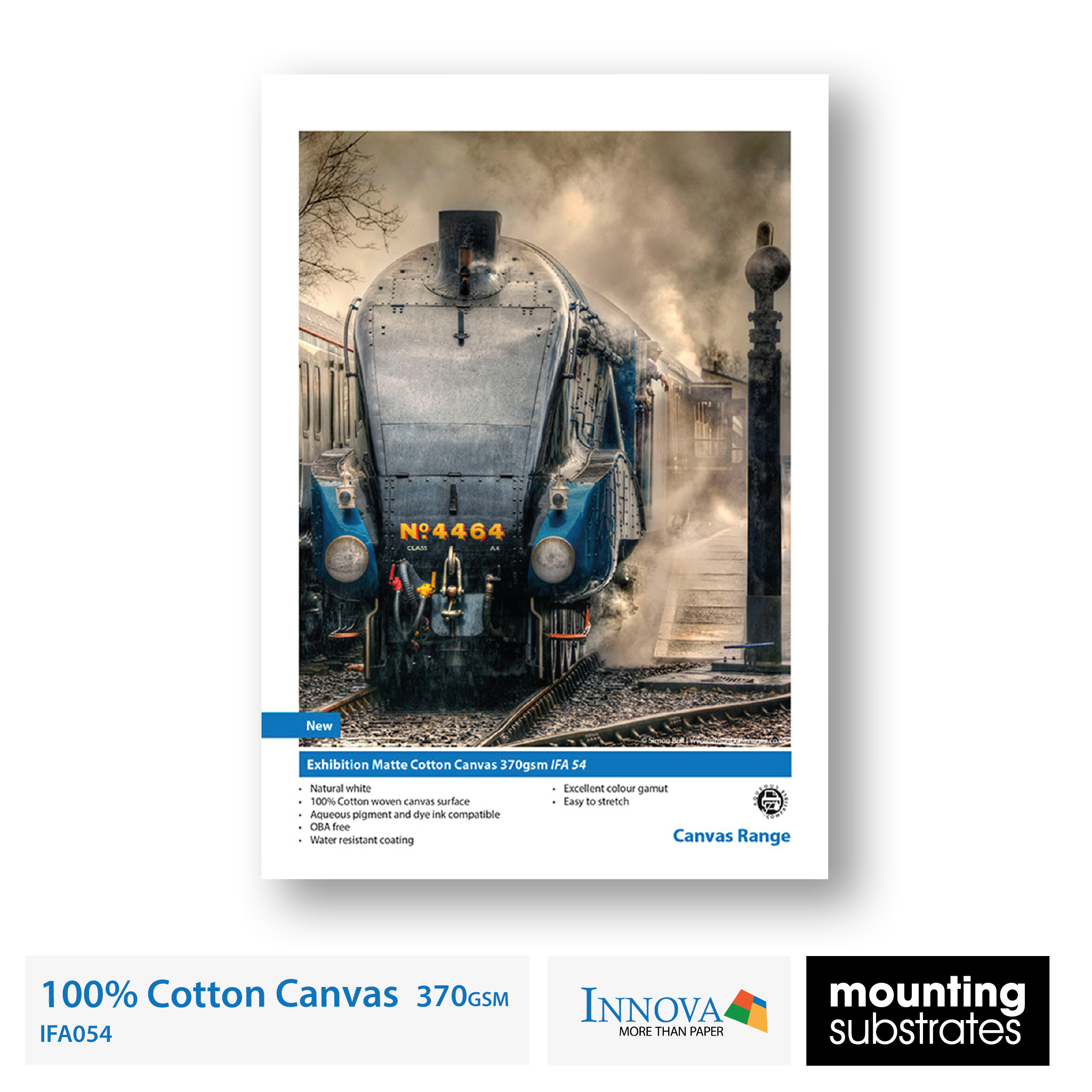 Exhibition Matte Cotton Canvas 370gsm - Premium 100% cotton matte finish inkjet canvas for fine art and photography prints