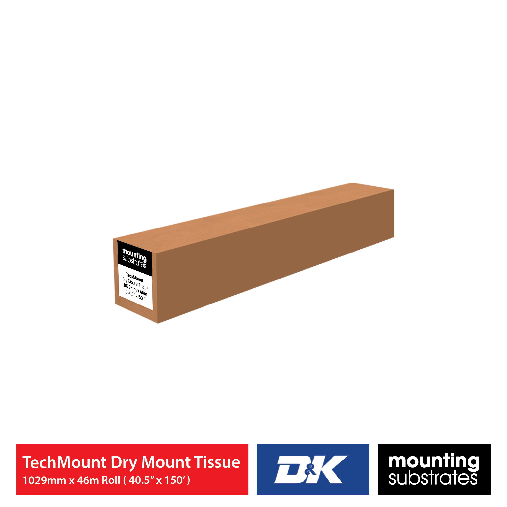NTMT TechMount Dry Mount Tissue, 1029mm x 46m roll, breathable and pH-neutral adhesive for art and photography mounting.