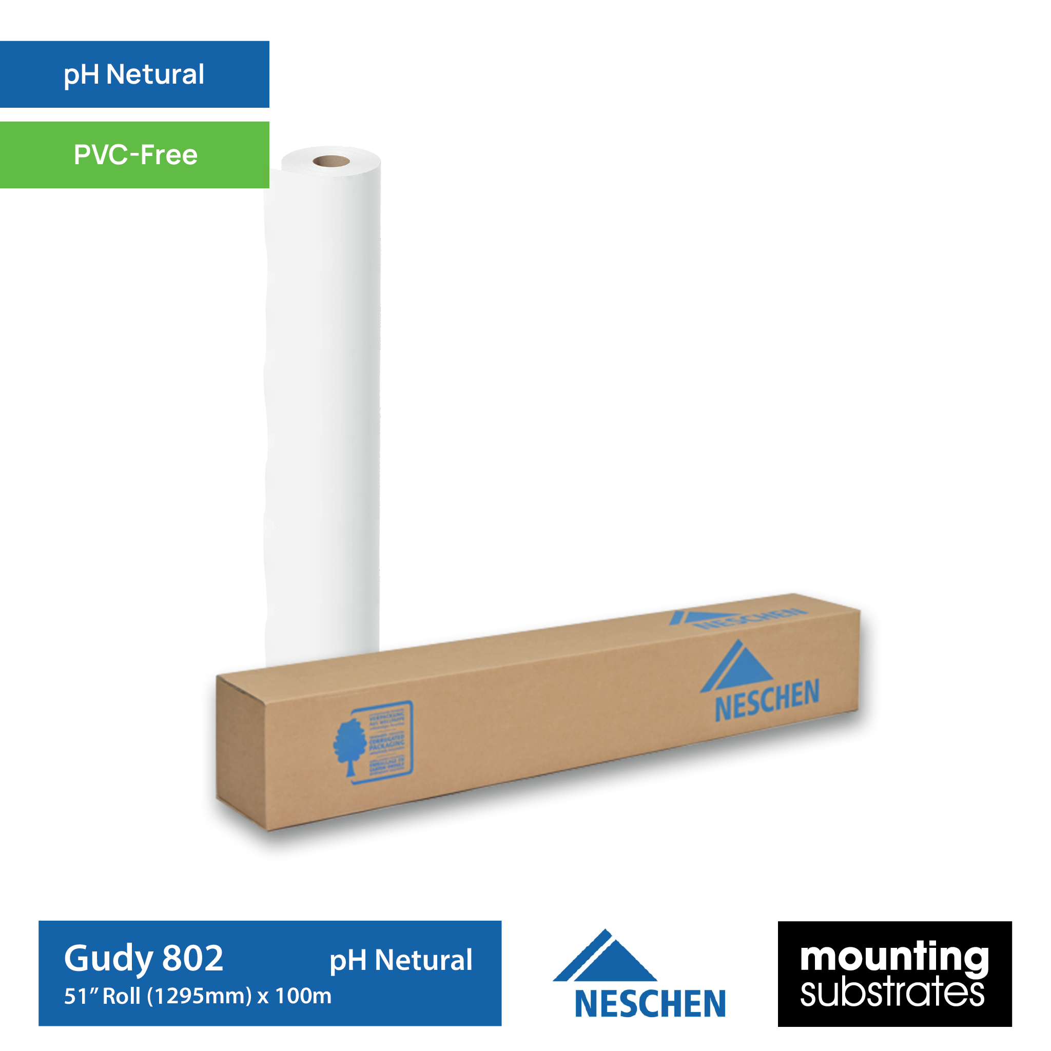 Neschen gudy® 802 51-inch x 100-metre roll, pH-neutral and PVC-free mounting film for photographic prints