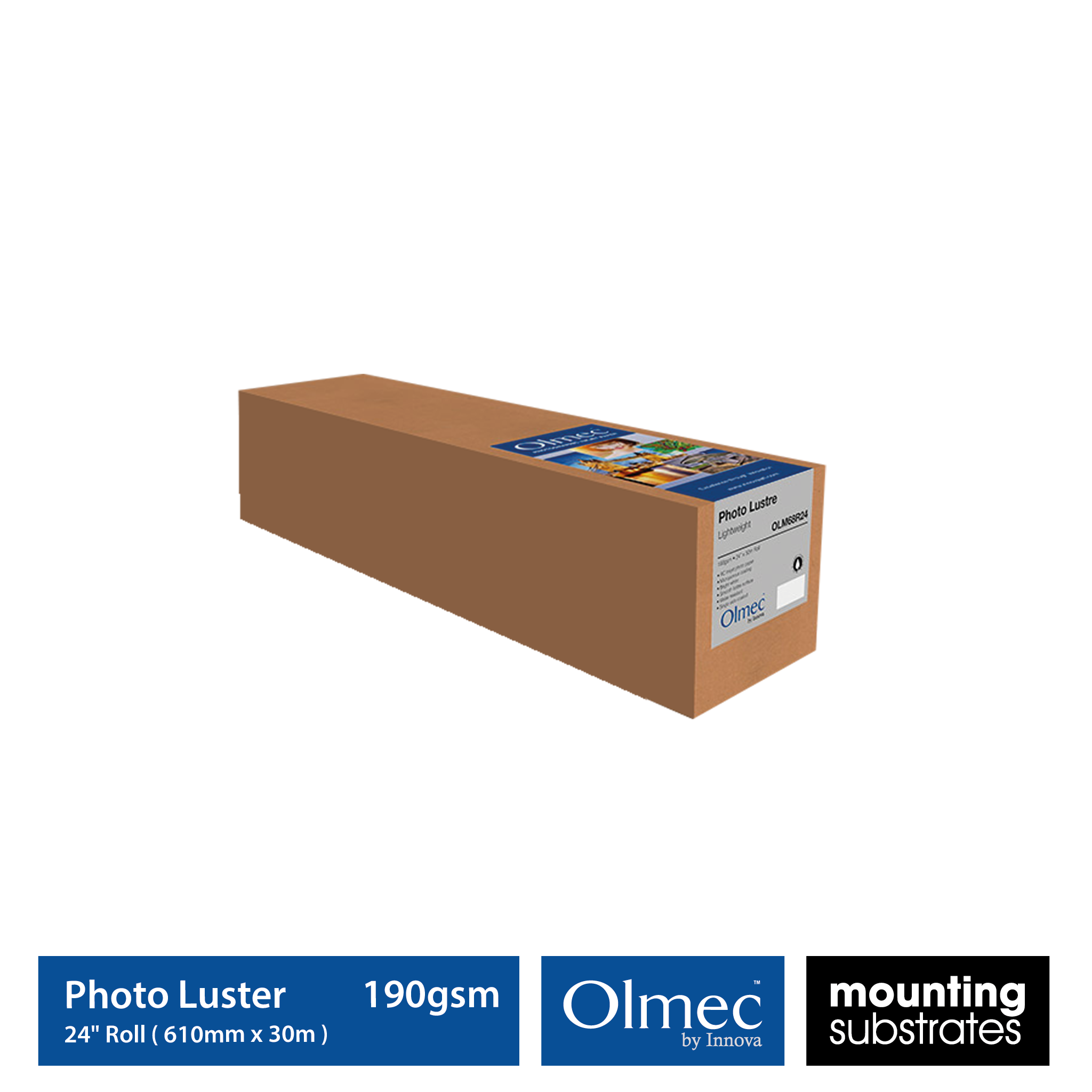 Olmec 190gsm 24-inch Photo Lustre Inkjet Paper Roll Box - OLM-068 24-Inch Roll