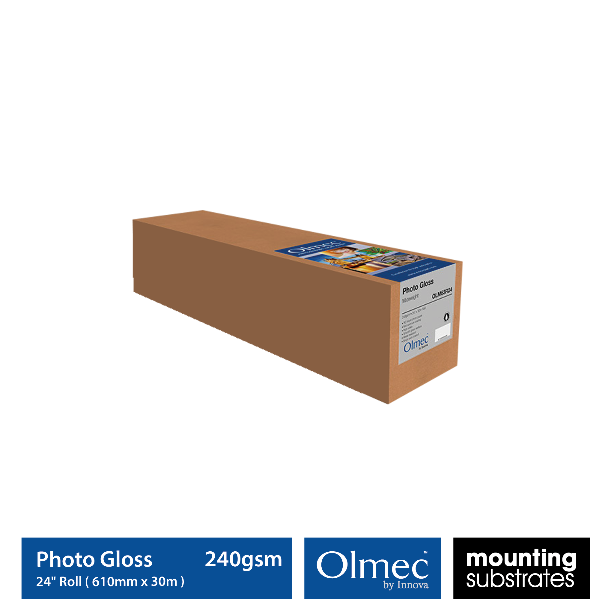 Olmec 240gsm 24-inch Photo Gloss Inkjet Paper Roll Box - OLM-063 24-Inch Roll