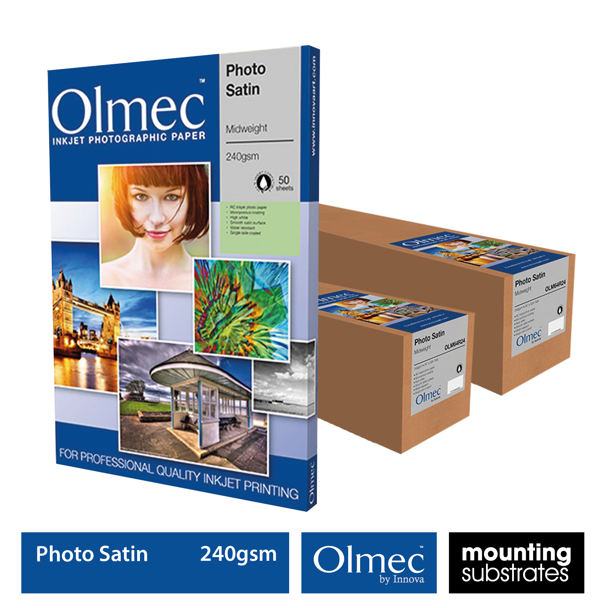 Olmec 240gsm Photo Satin paper available in sheets and rolls for satin-finish photo printing