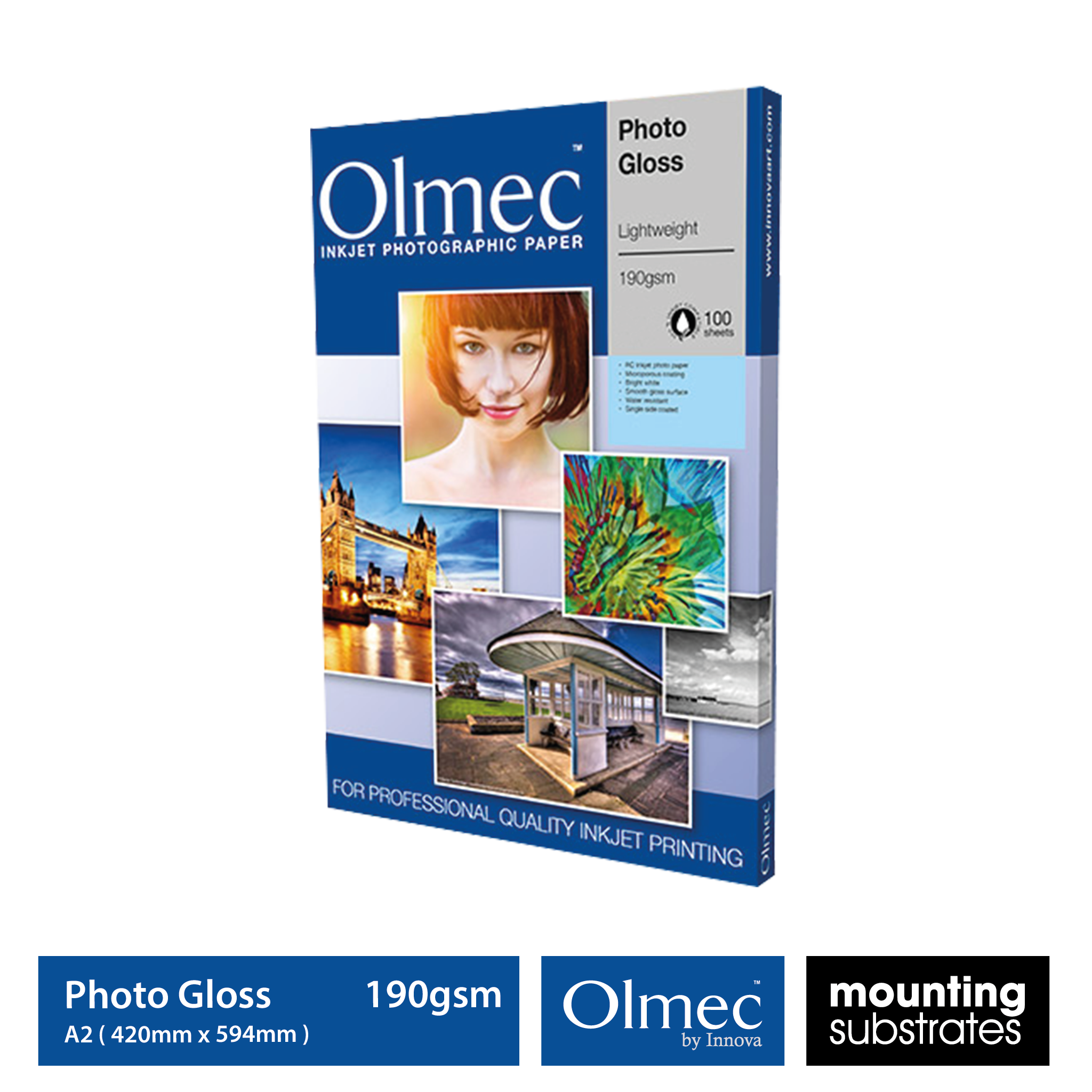 Olmec 190gsm A2 Photo Gloss Inkjet Paper Box - OLM-062 A2 Size
