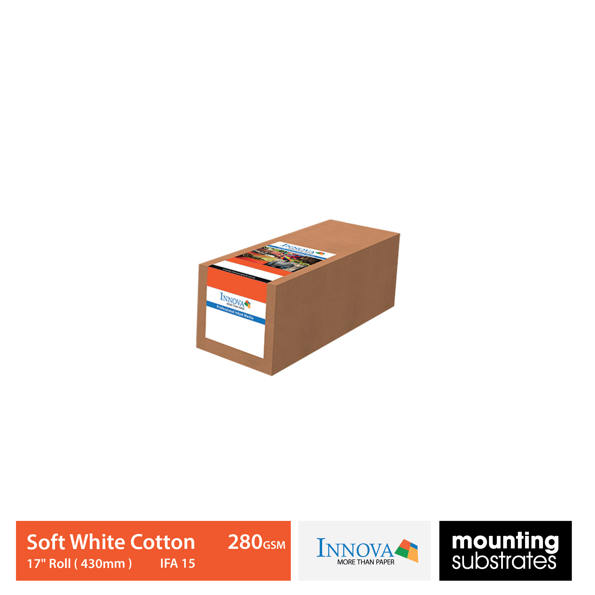 17-inch roll of Soft White Cotton 280gsm fine art paper, 15m length)