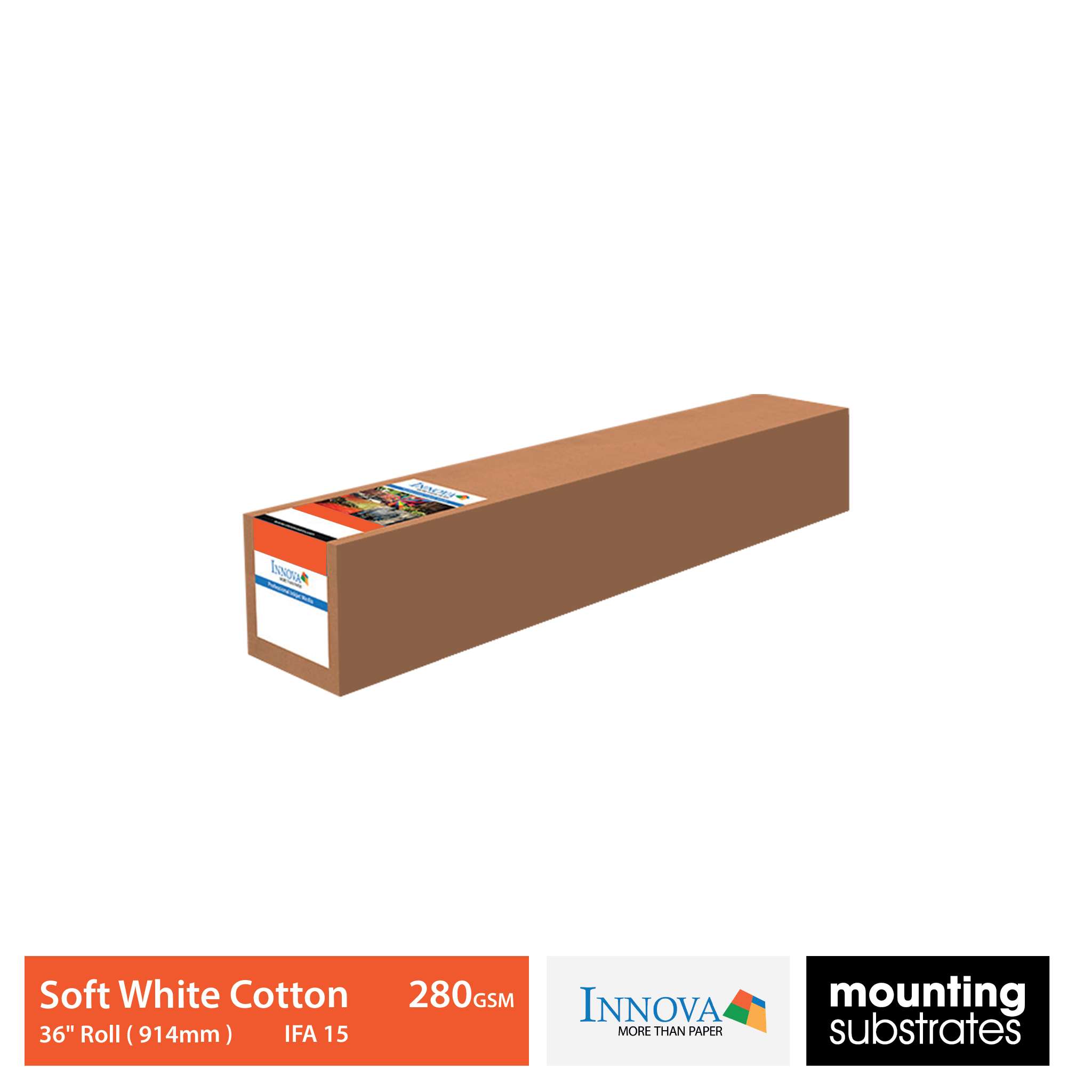 36-inch roll of Soft White Cotton 280gsm fine art paper, 15m length