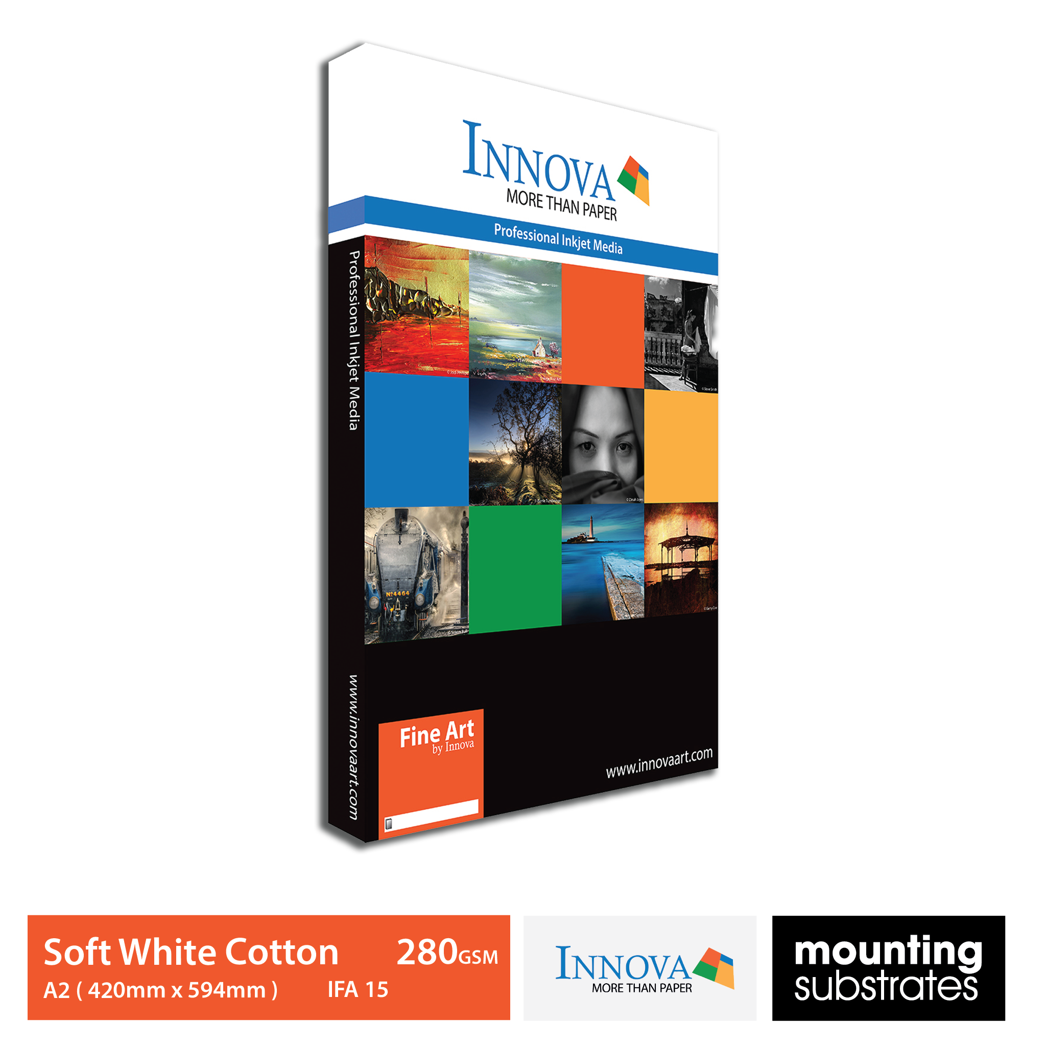 A2 Soft White Cotton 280gsm fine art paper, pack of 25 sheets