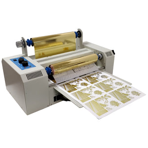 A photo showing a Digital Foiling machine with some gold digital foil